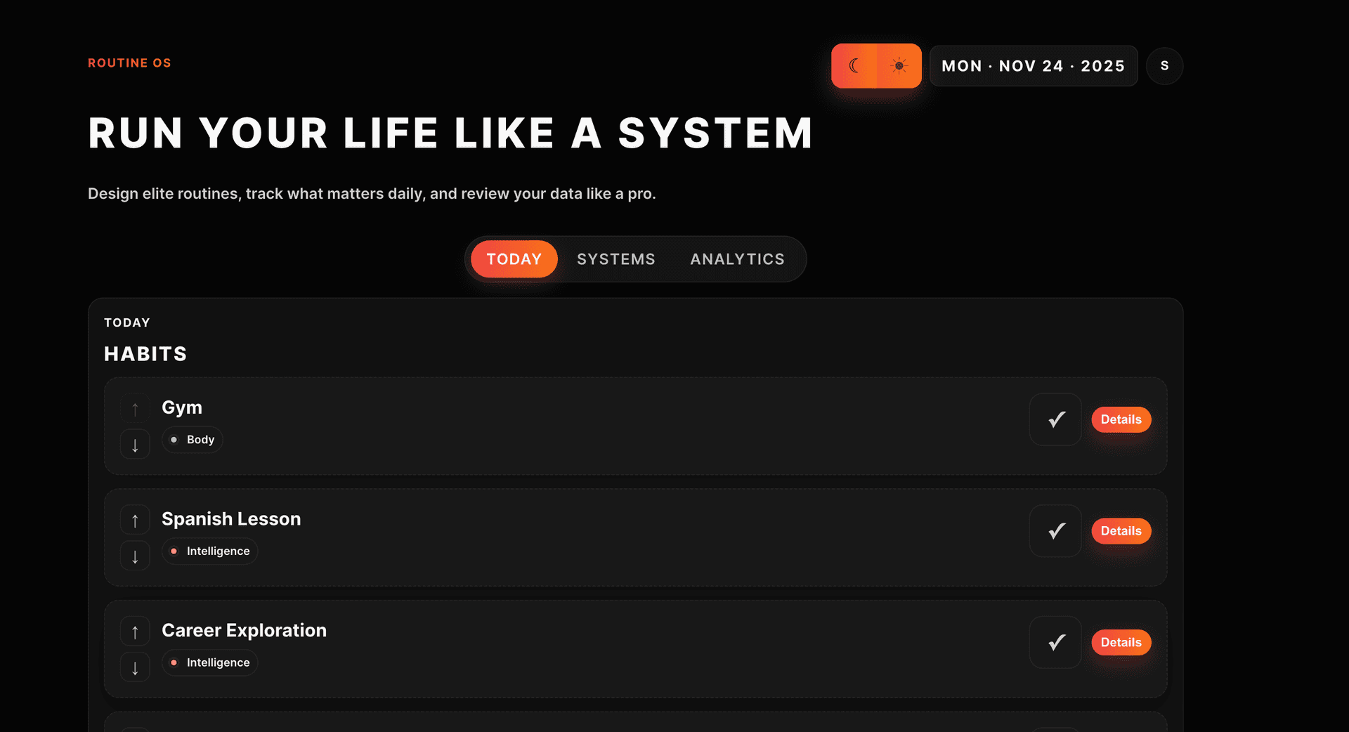 RoutineOS Habit System